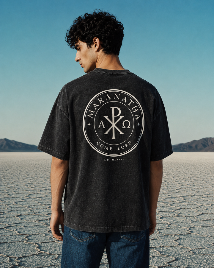 Smoky Black Christian t-shirt — Chi-Rho monogram of Christ back print — Chi-Rho Tee
