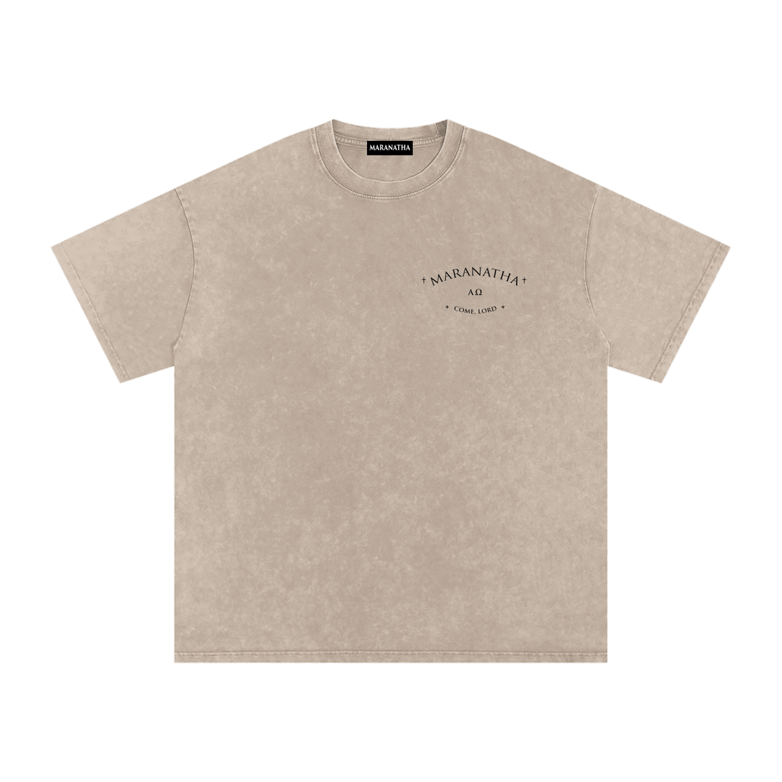 Sandy Khaki Christian t-shirt — victorious Lamb with resurrection banner — Lamb Seal Tee