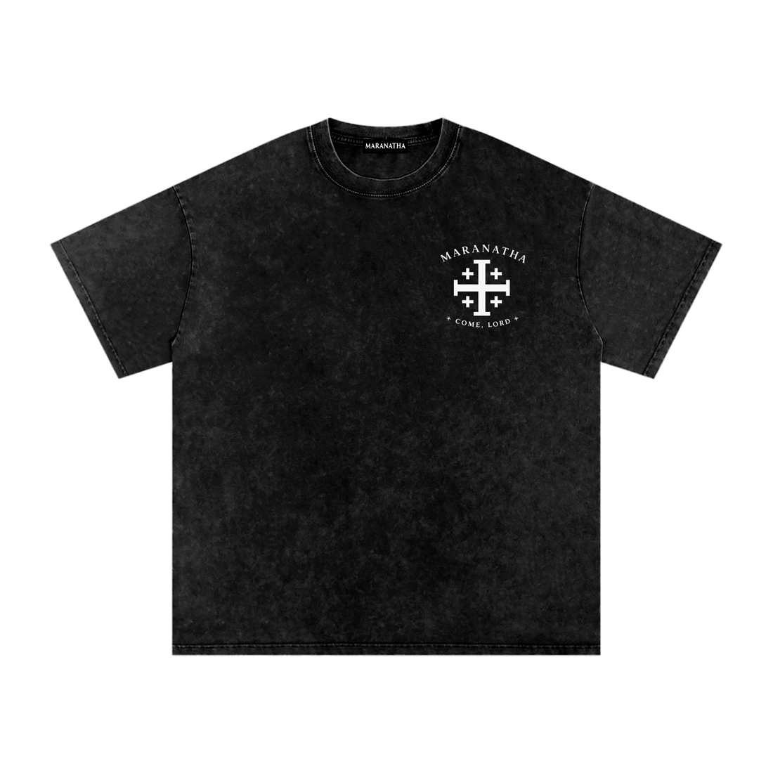 Smoky Black Christian t-shirt — Jerusalem Cross in laurel wreath — Jerusalem Cross Tee