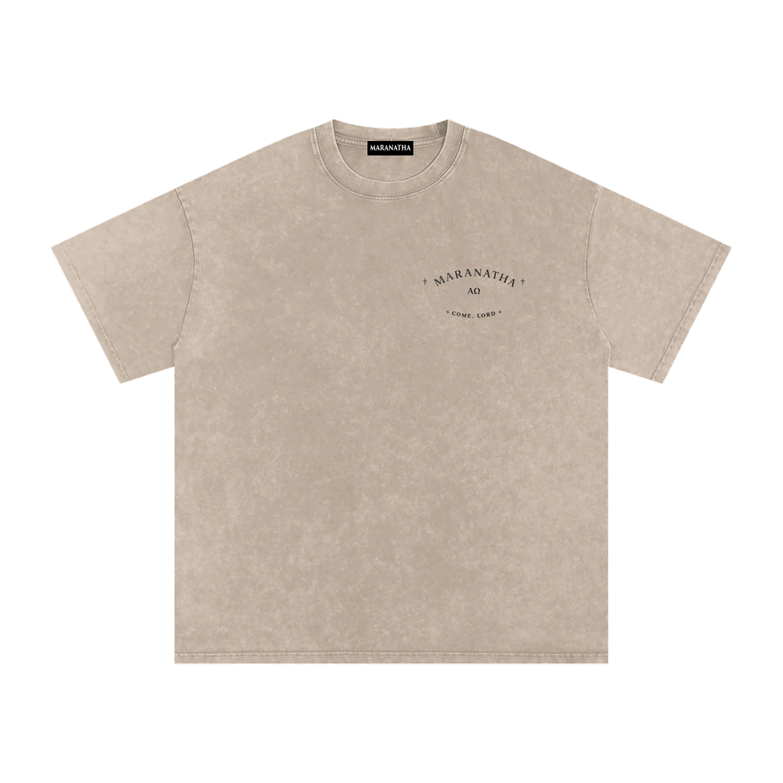 Sandy Khaki Christian t-shirt — skull, lamb, and hourglass memento mori — Victory Over Death Tee